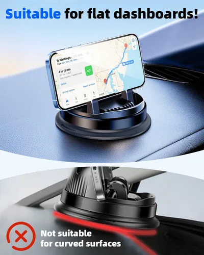 Miniatura 2 de Soporte para teléfono celular de salpicadero, soporte de teléfono móvil multifuncional para automóvil, soporte de teléfono de coche giratorio