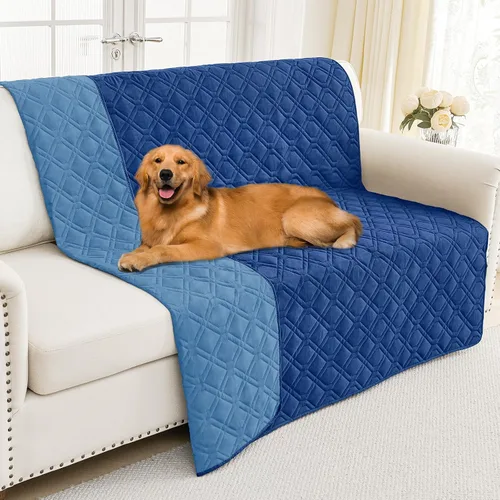Miniatura 95 de Smiry Funda impermeable para cama de mascota, suave y lavable, para muebles, cama, sofá, reversible, a cuadros (30 x 53 pulgadas, color beige/beige)