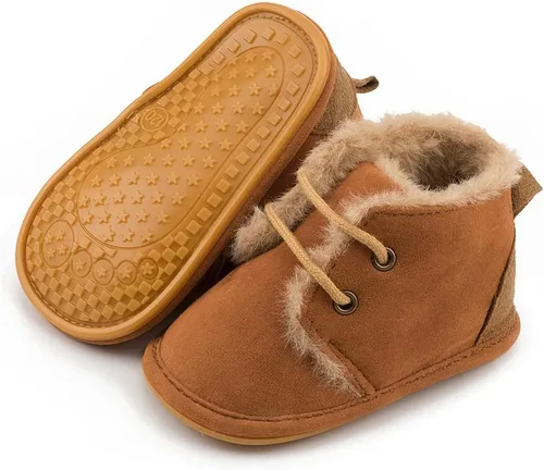 Miamooi Botas de invierno para bebés, niños y niñas, para recién nacidos, cálidas, de forro polar, antideslizantes, con cordones, zapatos para el