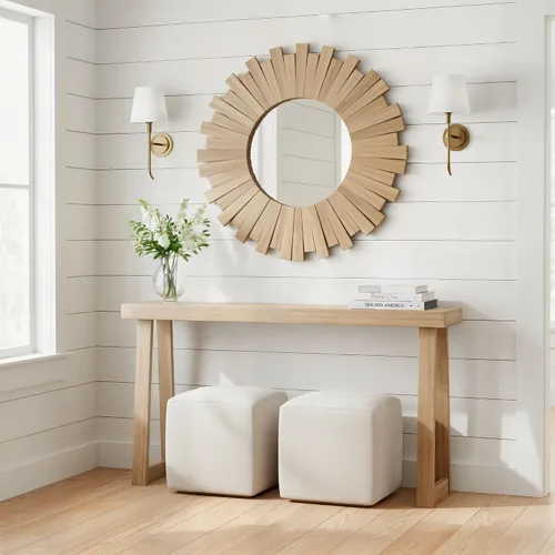 Miniatura 20 de Plank+Beam Mesa consola de madera maciza, 36 pulgadas, mesa de sofá, mesa de entrada estrecha para pasillo, detrás del sofá, sala de estar, Negro