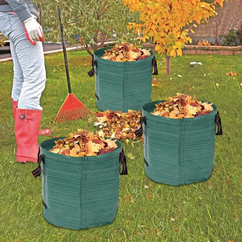 Miniatura 4 de 3 bolsas de basura reutilizables de 27 galones para jardín, plegables para exteriores, bolsas de basura independientes con asas, bolsas de basura