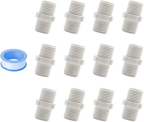 Miniatura 10 de 12 unids 3/4 pulgadas PVC tubería de montaje hexagonal pezón G3/4 macho X G3/4 macho adaptador de acoplamiento de rosca tubería de fontanería