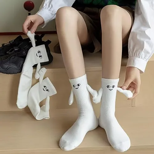Miniatura 2 de Calcetines tomados de la mano,Divertidos pares magnéticos de mano a mano calcetines de tubo medio,Calcetines novedosos para muñecas 3D, regalos