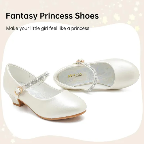 Miniatura 3 de Motasha Zapatos de vestir para niñas pequeñas, zapatos de princesa con purpurina Mary Jane para niñas, tacones bajos, fiesta, boda, para niños