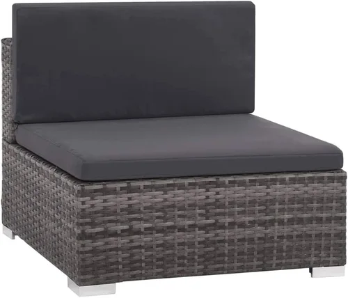 Miniatura 4 de Ensemble de Salon de Jardin Modulaire 12 Pièces Gris y Rotin Synthétique PE Résistant aux Intempéries Pour Terrasse, Balcon et Jardin con Coussins