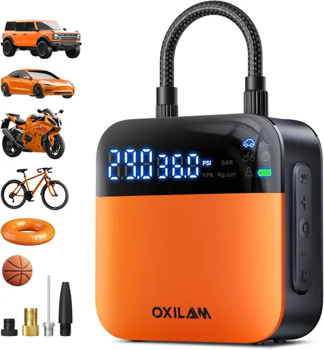 Miniatura 9 de OXILAM Compresor de aire portátil para inflador de neumáticos C1, bomba de aire recargable 3 veces más rápida para neumáticos de automóvil