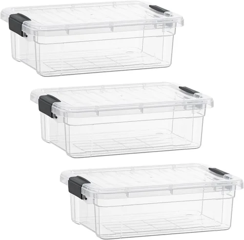 Miniatura 28 de Superio Cajas de almacenamiento transparentes con tapas, contenedores de plástico de 2.5 cuartos de galón para organizar, cajas apilables, sin BPA