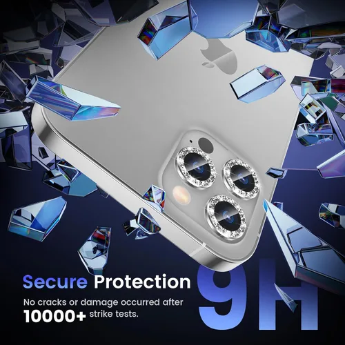 Miniatura 5 de Tensea Protector de lente de cámara compatible con iPhone 12 Pro Max, cubierta de vidrio templado de aleación de aluminio de metal, accesorios