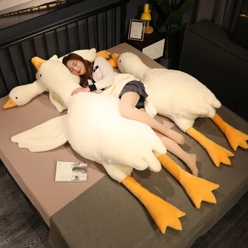Miniatura 7 de Animal de peluche de ganso gigante, peluche suave blanco de 19.6 pulgadas, lindo juguete de pato de peluche, muñeca de cisne de peluche, almohadas