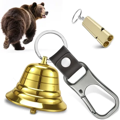 NedFoss Juego de campanas de oso fuerte para asustar a osos, esenciales de senderismo para mujeres, silbato de emergencia y campanas de oso para