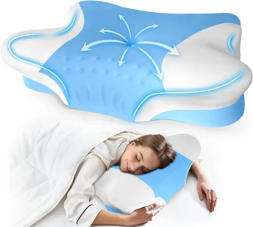 Miniatura 10 de Almohada cervical para el cuello para dormir de lado, almohadas de espuma viscoelástica, soporte ergonómico para el cuello para aliviar el dolor