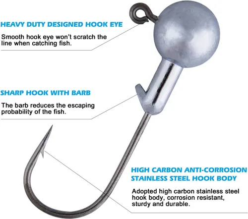 Miniatura 2 de Goture Round Jig Head, Jig Head Hooks for Freshwater Saltwater Fishing, Swimbait Jig Heads with Fishing Box for Trout Bass Fishing, Crappie Pro Jig
