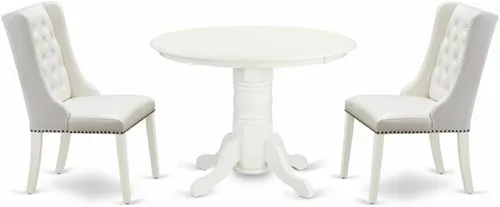 Miniatura 16 de East West Furniture SHFO3-BLK-01 - Juego de comedor de 3 piezas para espacios pequeños que contiene una mesa de cocina redonda con pedestal y 2