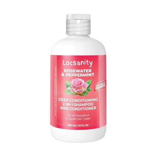 Locsanity Agua de Rosas y Menta Champú y Acondicionador 2 en 1 para Todos los Tipos de Dreadlocks y Peinados – Champú y Acondicionador Hidratante,