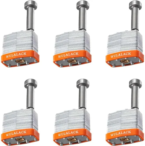 WULALACK - Cerradura de pasador de acero laminado de 1.575 pulgadas, paquete de 6 candados de remolque con llave igual con enganche de 1-3/8