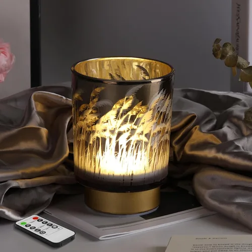 Miniatura 10 de Eywamage Pequeña lámpara de mesa con pilas con control remoto, lámpara de cristal inalámbrica de ciervo del bosque para dormitorio, sala de estar