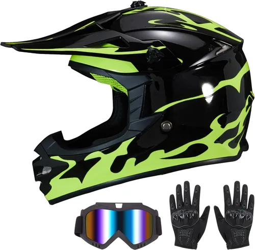 Miniatura 14 de Casco de Bicicleta de Tierra para Jóvenes Niños para Niños y Niñas, F001 Casco de Motocicleta de Cara Completa para Todoterreno ATV Conducción