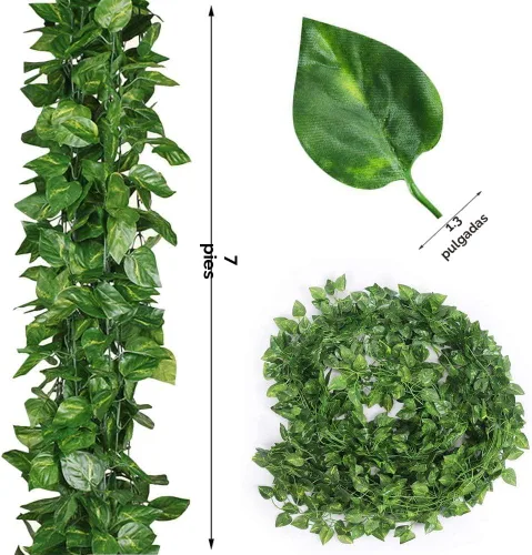Miniatura 3 de Guirnalda de vides artificiales de 84 pies, hojas colgantes falsas, plantas de follaje sintético para bodas, fiestas, jardín, hogar, cocina