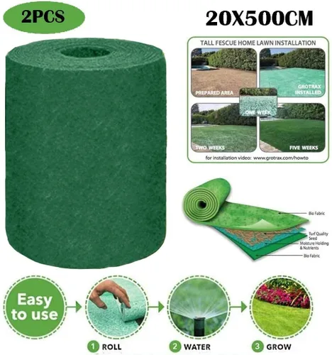 Miniatura 2 de Rollo de tapete de semillas de césped, tapete biodegradable para semillas de césped, manta de germinación de semillas de césped para cultivo