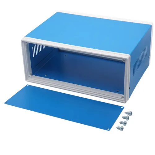 Miniatura 11 de Zulkit Cajas electrónicas, caja de metal azul, para proyectos de bricolaje, caja de conexiones, caja preventiva (9.1 x 7.3 x 3.9 pulgadas)