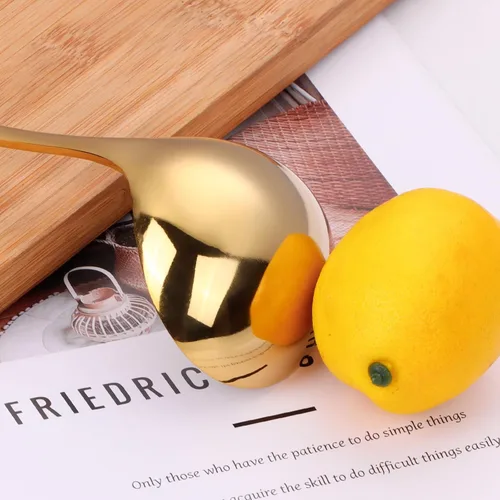 Miniatura 5 de Cucharón dorado de 9.5 pulgadas SUS304 de acero inoxidable para sopa de 2 onzas, cucharón de cocina para salsa de salsa para servir (juego de 2)