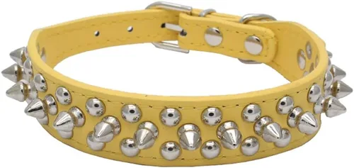 Miniatura 10 de Collares de piel sintética ajustable con remaches y tachuelas de hongos para gatos, cachorros, perros