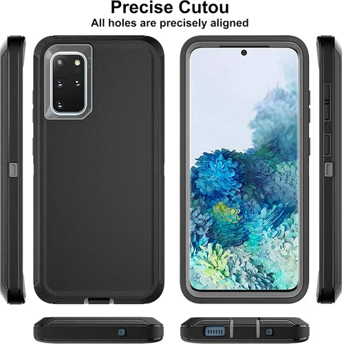 Miniatura 5 de Funda S20 Plus con 2 protectores de pantalla de TPU, 3 en 1, a prueba de golpes, resistente para Galaxy S20 Plus (negro/gris)
