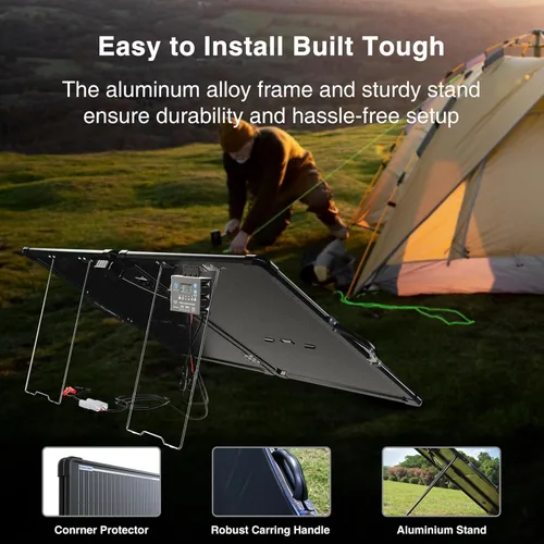 Miniatura 6 de ACOPOWER Kit de panel solar portátil de 200W, controlador de carga impermeable de 20A para batería de 12V y generador solar para RV, remolque