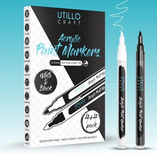 Utillo Craft Bolígrafo de pintura negra (paquete de 3) marcadores de pintura negra mediana para metal, tela, madera, vidrio, papel, plástico, roca y