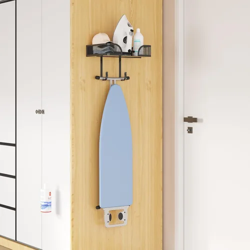 Miniatura 7 de Soporte de pared para tabla de planchar, colgador de metal para tabla de planchar, soporte de hierro y hierro en forma de T/V, decoración de cuarto
