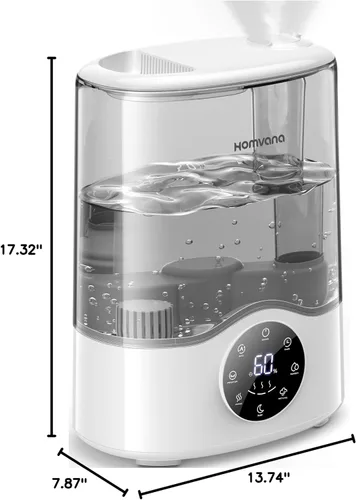 Miniatura 10 de Homvana Humidificador para habitación grande, 7 L (807 pies ²), niebla inteligente cálida y fría, humidificadores de llenado superior