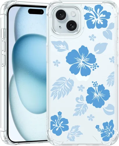 Miniatura 123 de Funda para iPhone 8 Plus y iPhone 7 Plus, linda funda Kawaii azul hibisco hawaiano floral estética floral para niñas preppy mujeres