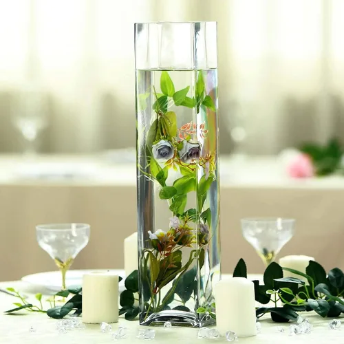 Miniatura 8 de Efavormart - Paquete de 6 jarrones cilíndricos cuadrados de vidrio resistente de 18 pulgadas, jarrón de cristal transparente