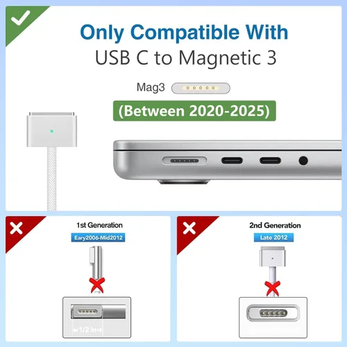 Miniatura 2 de Cargador Mag 3 de 140 W para Mac Book Pro/Air de 13/14/15/16 pulgadas y M1 M2 M3 M4 M5 (entre 2021-2026)