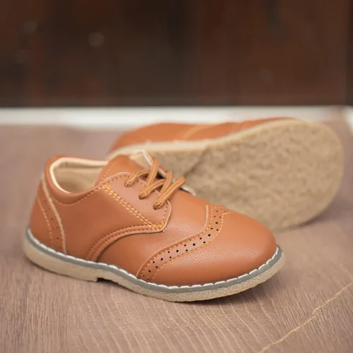 Miniatura 4 de Kannior Zapatos Oxford de piel sintética para niños y niñas, zapatos de vestir de boda para niños pequeños, con cordones, suela de textura