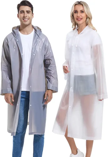 Miniatura 162 de 2 abrigos de lluvia de Borogo para adultos, chaquetas de lluvia reutilizables para hombres y mujeres