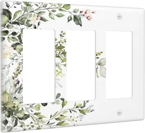 Miniatura 247 de Placa Decorativa de Pared de Granja Rústica con Cuerno de Madera para Puerta de Granero 1 Banda Duplex Cubiertas de Toma Eléctrica Soltera
