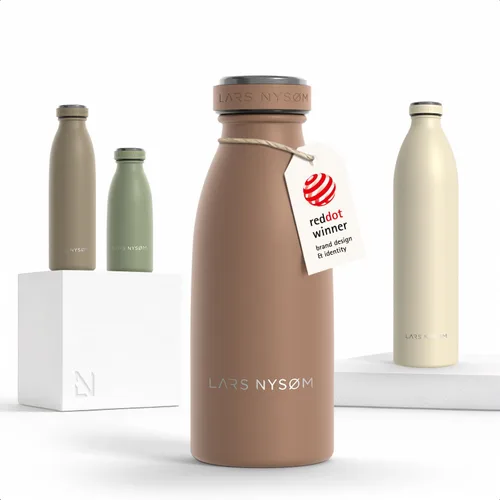 Miniatura 99 de LARS NYSØM Botella de agua XL de acero inoxidable aislada 12oz 17oz 25oz 34oz 51oz Botella térmica aislada para bebidas calientes y frías Azul