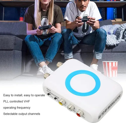 Miniatura 3 de ASHATA Modulador RF M65ANTSC, modulador de RF de audio de vídeo HD, adaptador coaxial, convertidor de demodulador VHF para consola de juegos Fire