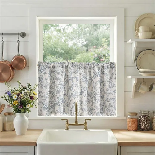 Miniatura 29 de Jinchan - Cortinas opacas del 95% para cocina estilo boho, cortinas de 24 pulgadas para cafetería, cortinas pequeñas estilo bohemio para dormitorio