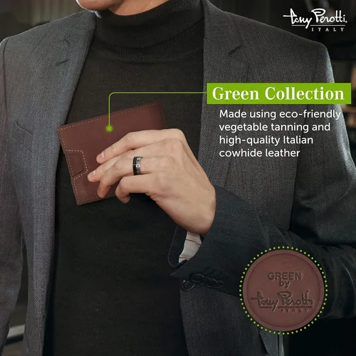 Miniatura 10 de Tony Perotti Cartera de piel italiana ultrafina RFID para hombre, bolsillo frontal con clip para dinero con ranuras para tarjetas de crédito
