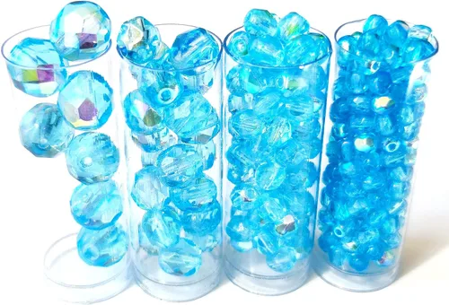 Miniatura 6 de Juego de cuentas de cristal checo pulido al fuego en color aguamarina AB para la fabricación de joyas y manualidades - diferentes tamaños 0.118 in