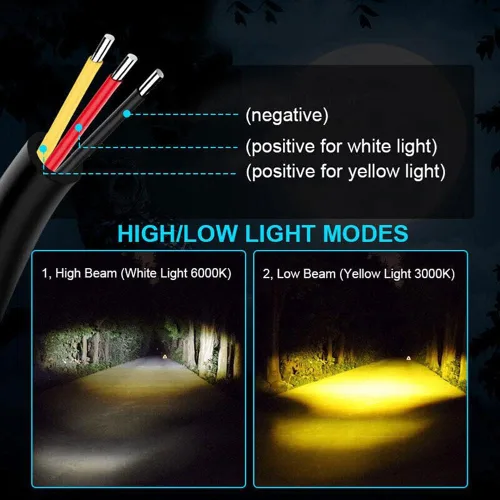 Miniatura 7 de YSY 1 unids motocicleta LED Spot luz blanca amarilla lámpara de conducción de doble color búho LED trabajo 9-60V para bicicleta de calle coche ATV