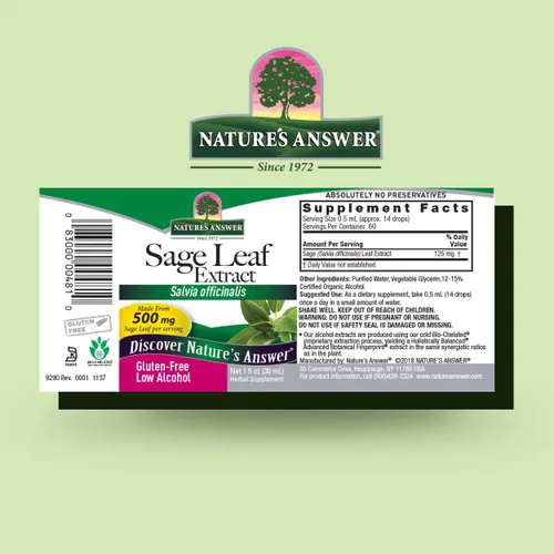 Miniatura 2 de Nature 's Respuesta Sage Leaf con orgánico Alcohol, 1-Fluid onza