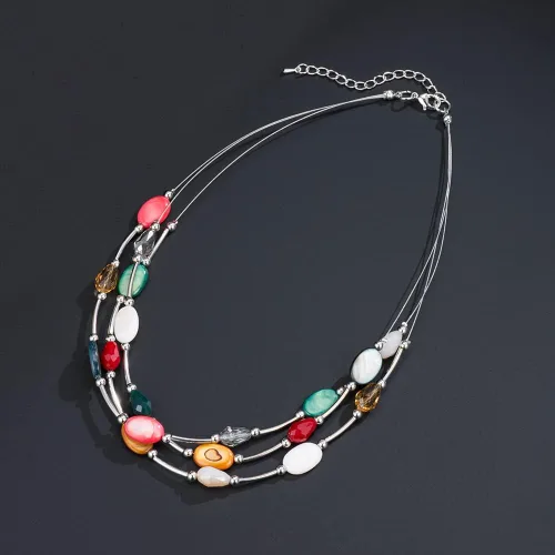 Miniatura 5 de Collar a capas con cristal para mujer, gargantilla con cadena de plata gruesa, regalo de cumpleaños para mujer