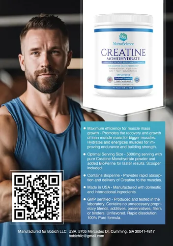 Miniatura 6 de NutraScience - Monohidrato de creatina en polvo con BioPerine, apoya el crecimiento y la recuperación muscular magra, 60 porciones, 5000 mg por