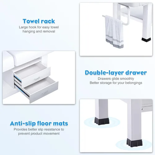 Miniatura 5 de Mesa de masaje estacionaria con espuma viscoelástica, mesa de tatuaje de masaje con altura ajustable, cama facial para esteticista, piel sintética