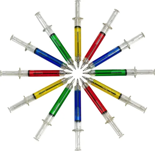 Miniatura 9 de Bedwina - Bolígrafos jeringa - (Paquete al por mayor de 24 unidades), bolígrafos retráctiles, divertidos, multicolor para enfermeras, suministros
