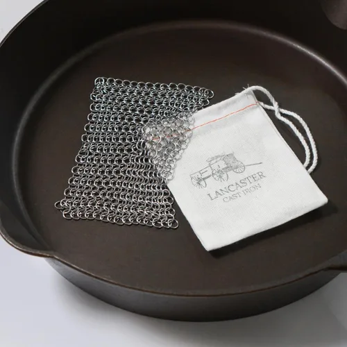 Depurador de malla para limpiar utensilios de cocina de hierro fundido, 4 x 4 pulgadas, fabricado en los Estados Unidos