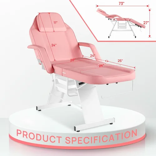 Miniatura 2 de Silla de tatuaje Silla facial para cliente ajustable 73 pulgadas cama de masaje spa esteticista con taburete para belleza tatuaje pestañas negro